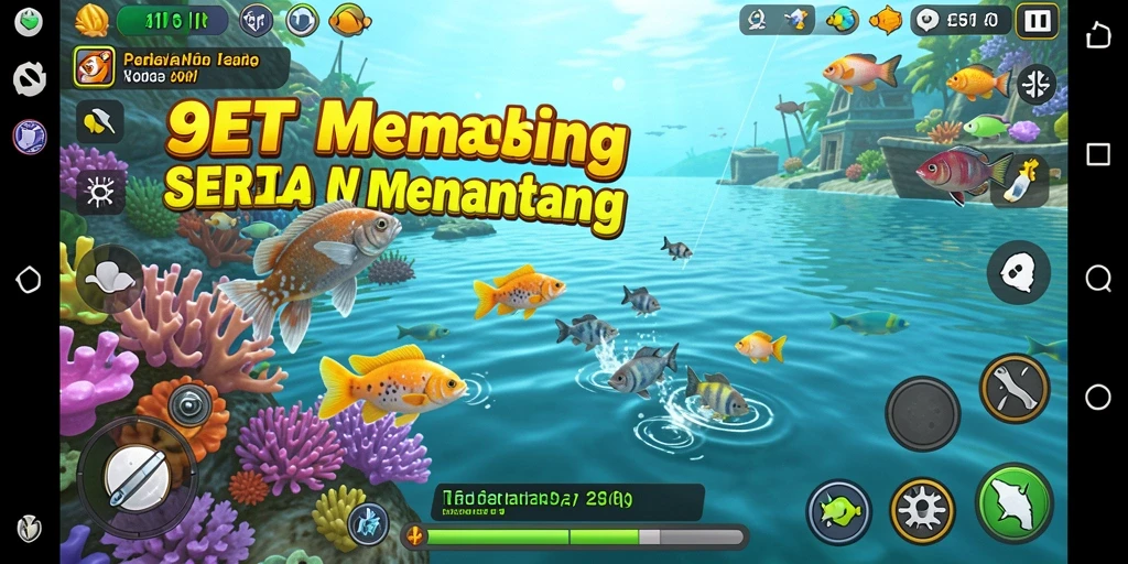 Tampilan gameplay 9ET menampilkan aksi memancing yang seru dan interaksi dengan pemain lain.