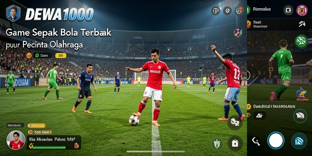 Gameplay DEWA1000 menampilkan pertandingan sepak bola yang mendebarkan.