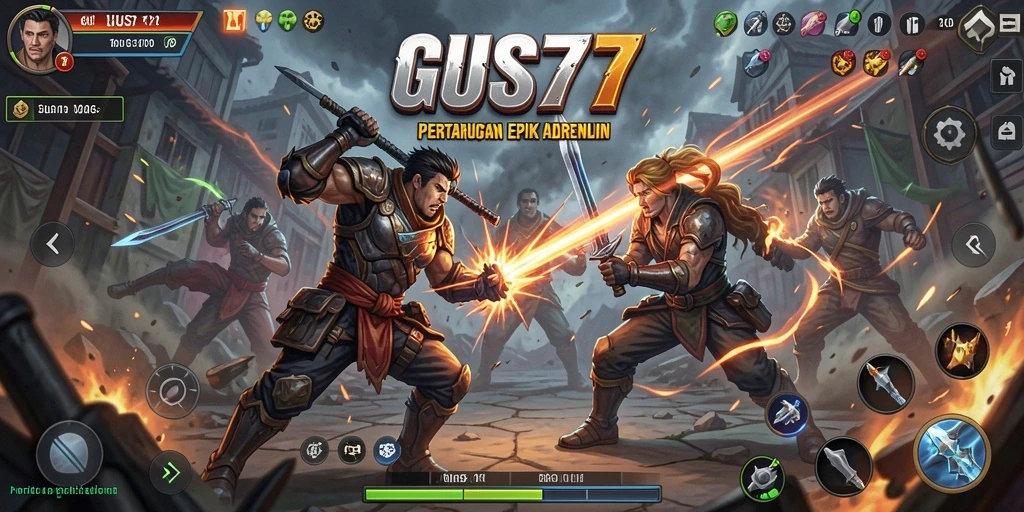 Tampilan gameplay GUS77 dengan pertarungan seru yang mendebarkan.