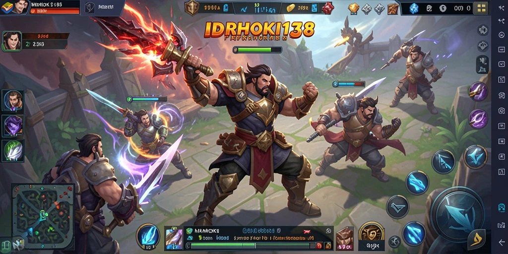 Screenshot gameplay IDRHOKI138 menampilkan aksi seru dalam pertarungan MOBA.