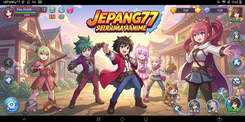Tampilan gameplay seru di JEPANG77 dengan karakter anime yang menawan.