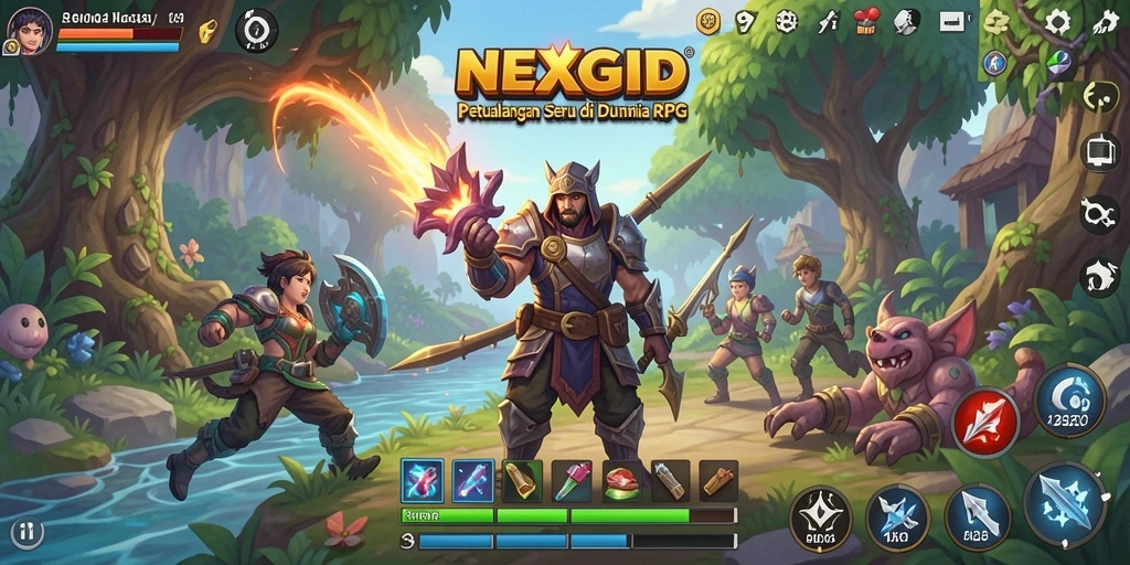 Tangkapan layar NEXGID menampilkan aksi pertempuran seru dalam dunia RPG.