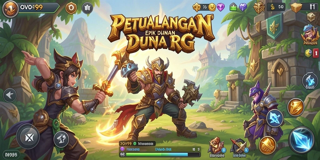 Screenshot OVO99 menampilkan aksi mendebarkan dalam pertarungan RPG.