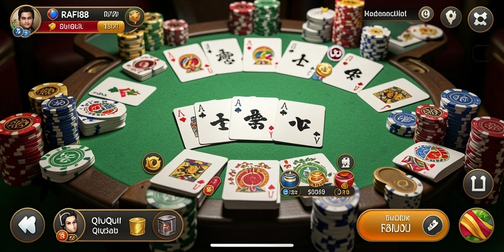 Screenshot gameplay RAFI88 yang menampilkan aksi QiuQiu seru.