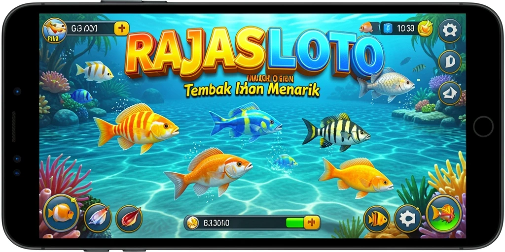 Tampilan gameplay seru dari RAJASLOTO saat menembak ikan.