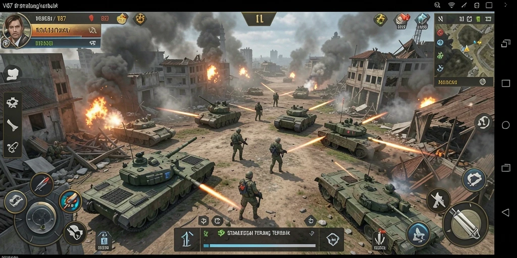 Tampilan gameplay mendalam dari permainan strategi V87.