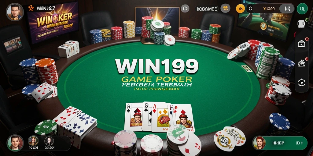 Tampilan gameplay seru di WIN199 dengan banyak pemain Poker aktif.