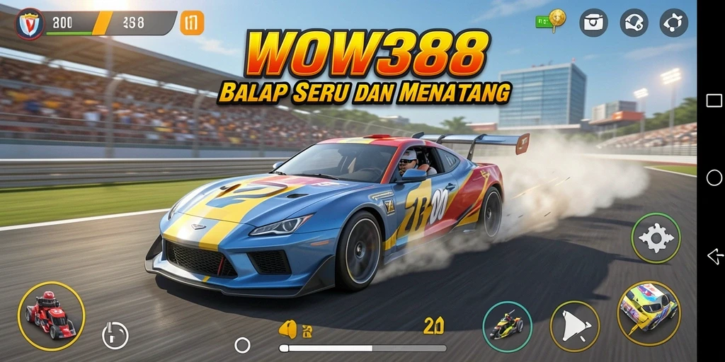 Tampilkan gameplay balap seru di WOW388 dengan grafis menarik.